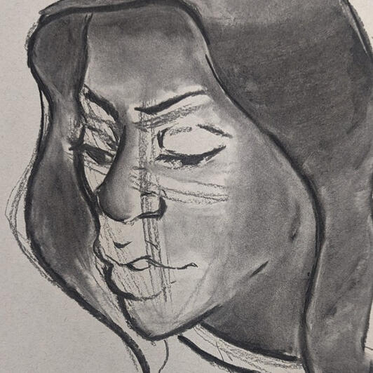 Charcoal on Colored paper